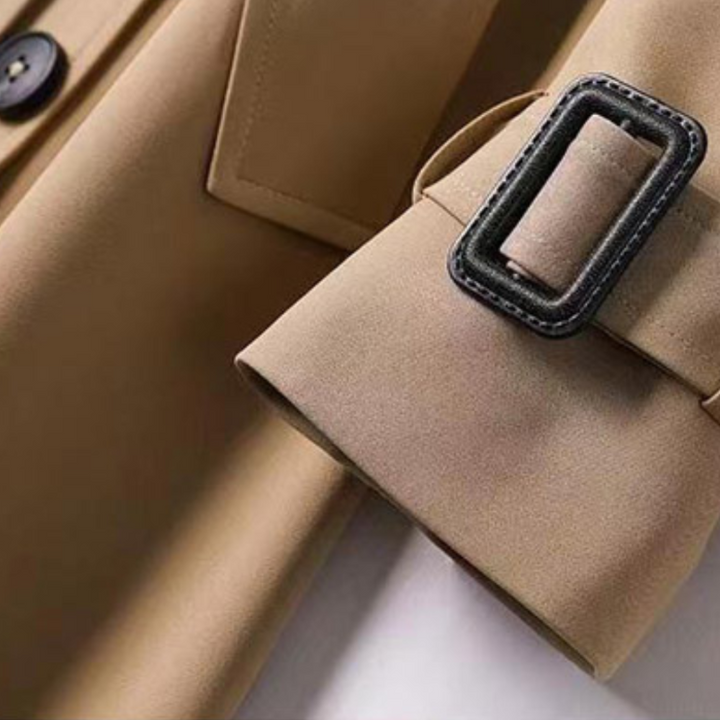 Women's Double-Breasted Outerwear with Belt and Classic Lapels