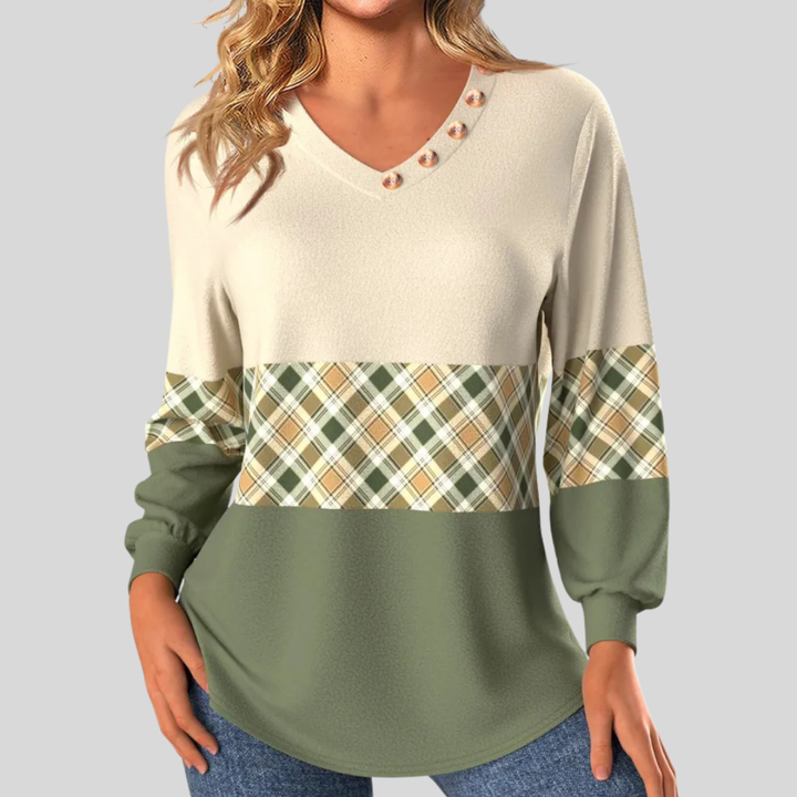 Annelie | Sweater with Check Detail