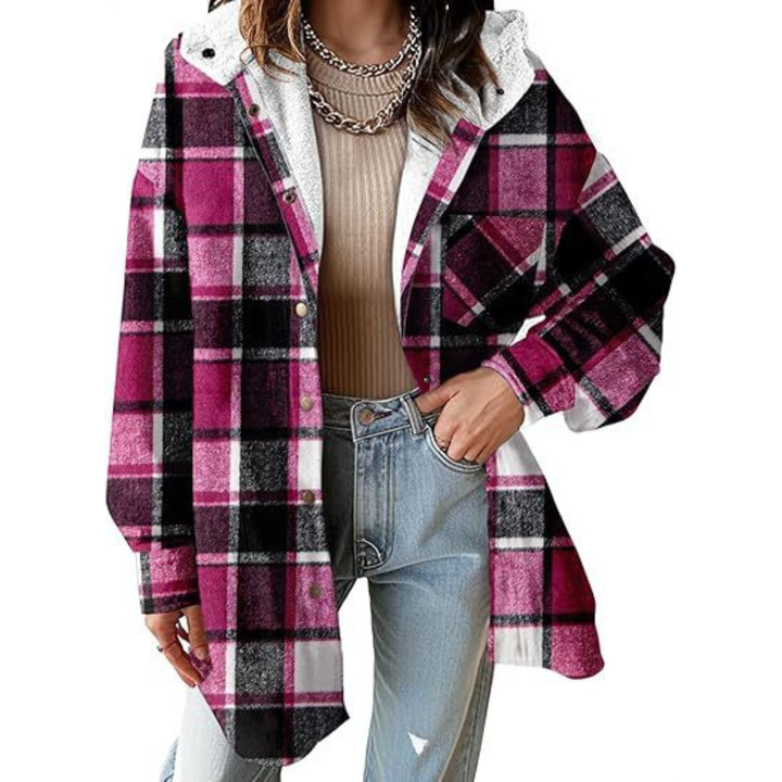 Tallulah - Relaxed Fit Hoodie in Plaid Pattern