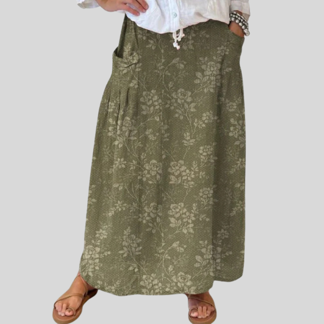 Gemma | Floral Pocket Skirt with Elastic Waistband and Versatile Style