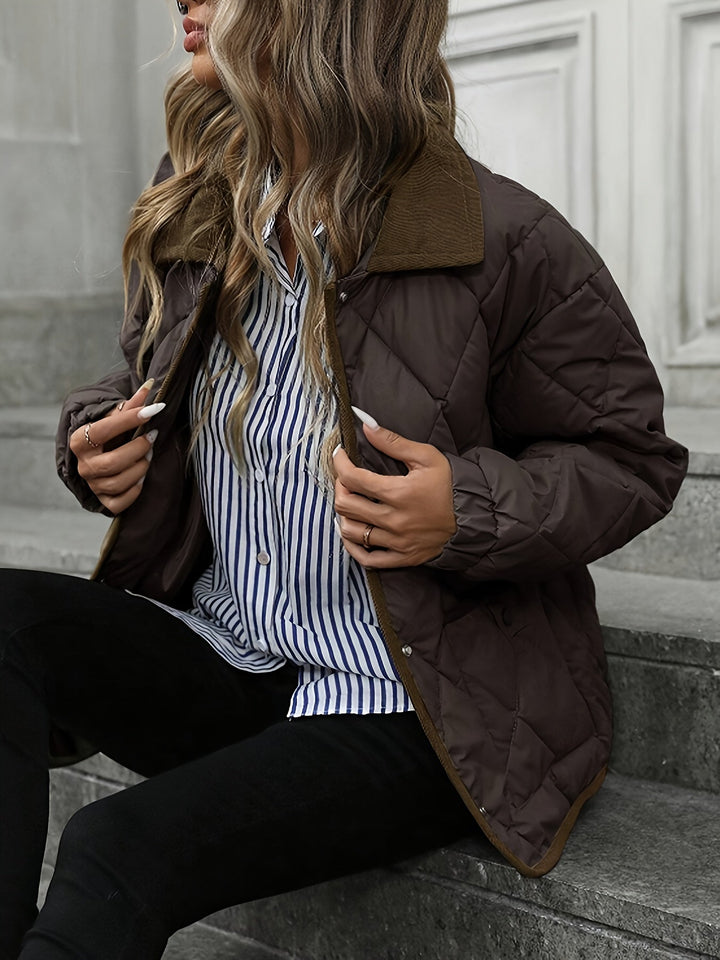 Imogen | Quilted Down Jacket with Check Pattern