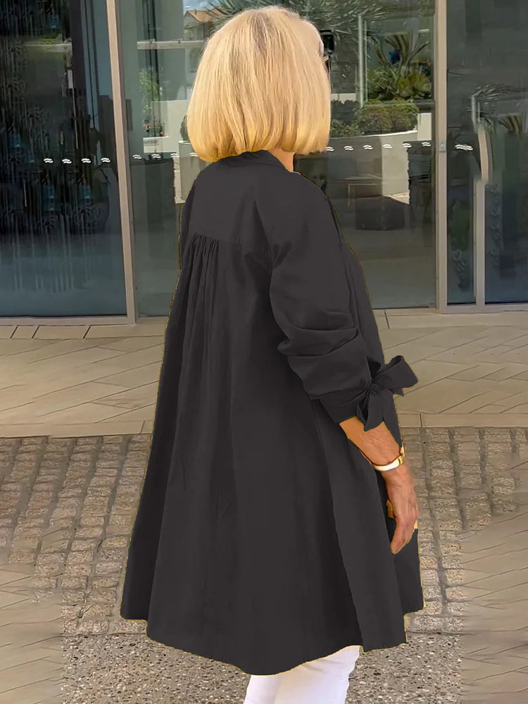 Elliora - Gathered Back Cotton Shirt Jacket