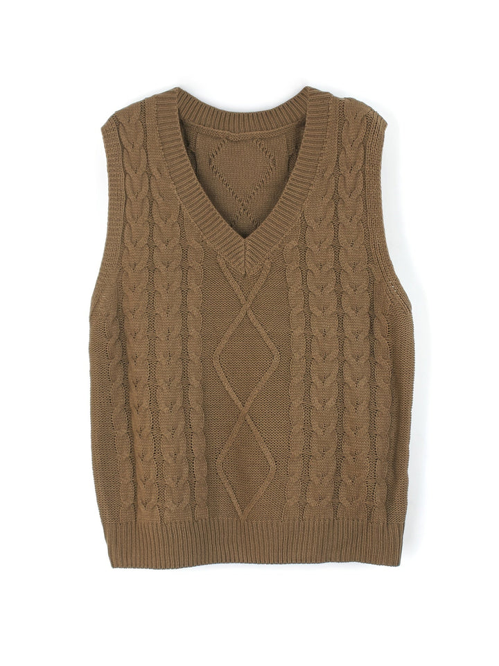 Cora | Cozy Cable Knit V-Neck Sweater Vest