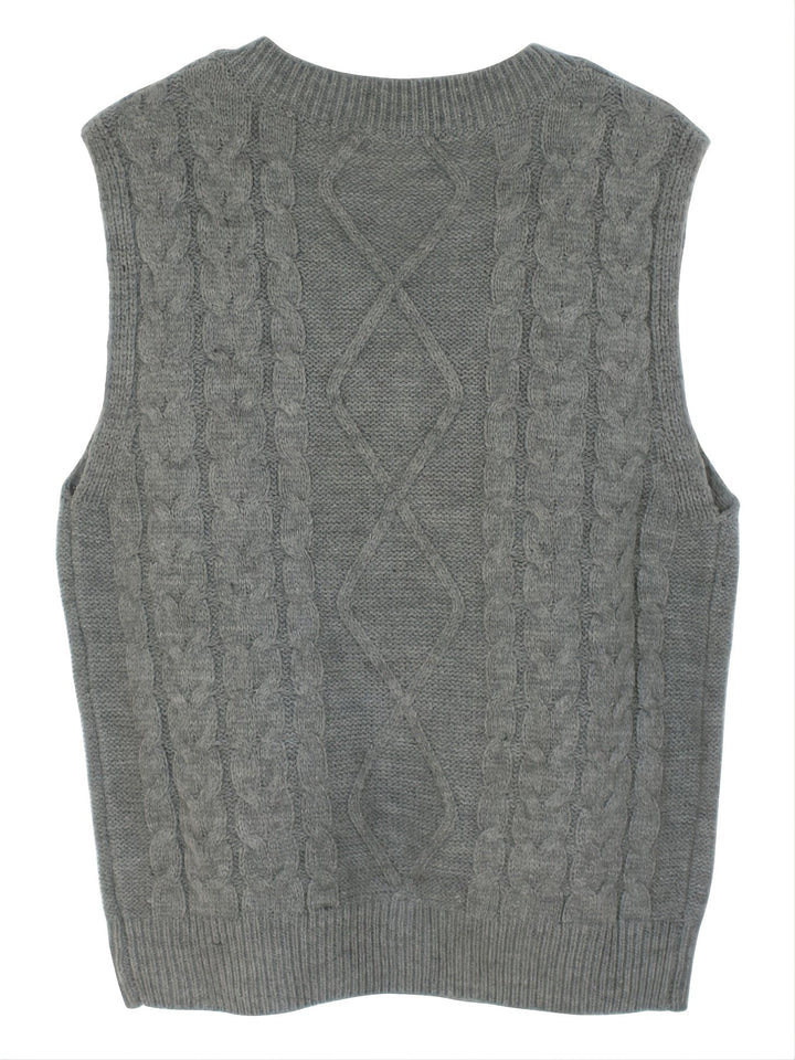 Cora | Cozy Cable Knit V-Neck Sweater Vest