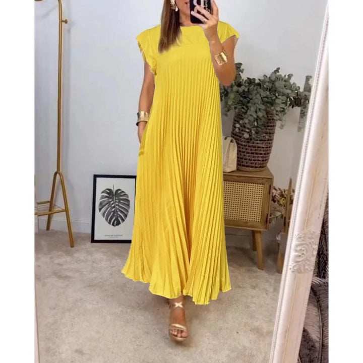 Exquisitely Elegant Flowing Pleated Maxi Georgette Silk Cocktail Evening Wear