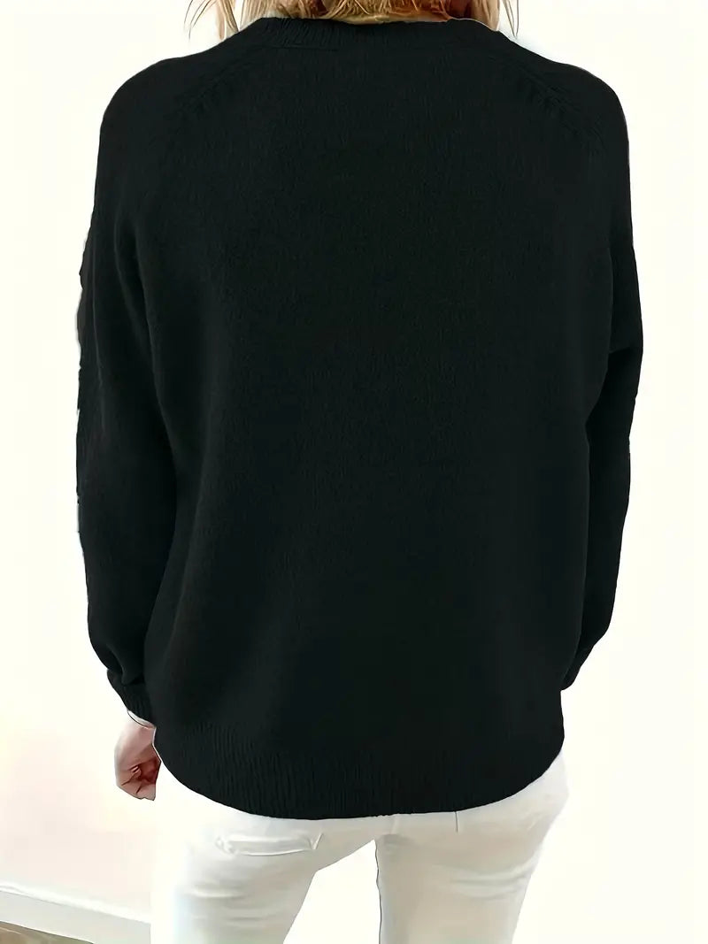 Caroline - Solid Sweater with Half Button Closure