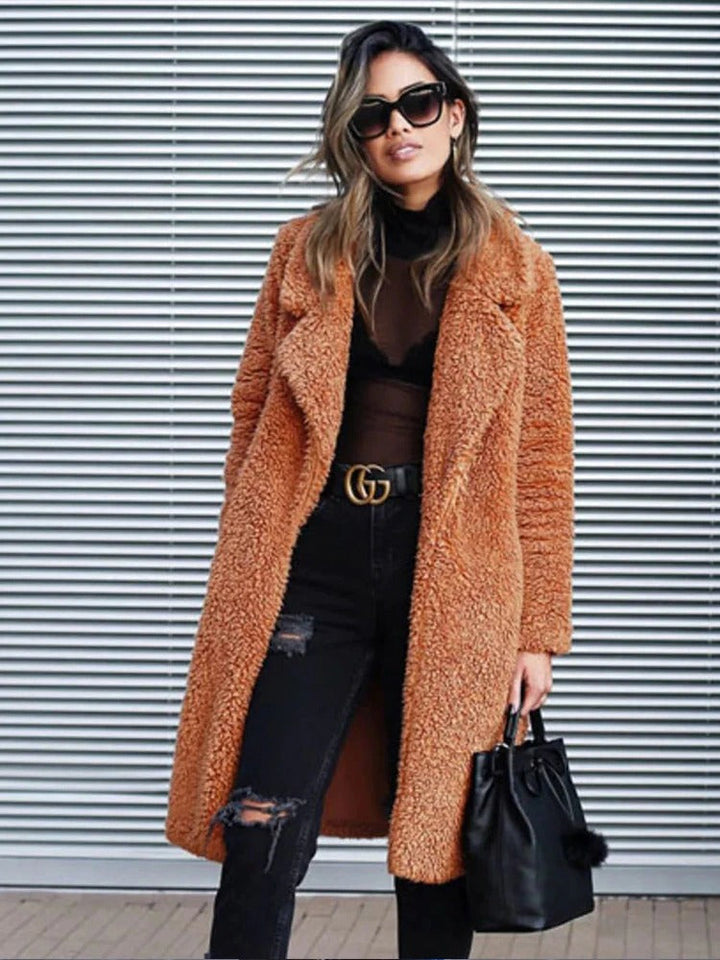 Ladies Teddy Fleece Long Coat