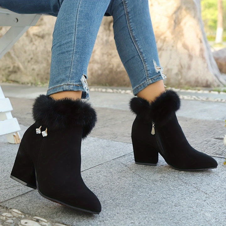 Frances | Warm Block Heel Ankle Boots