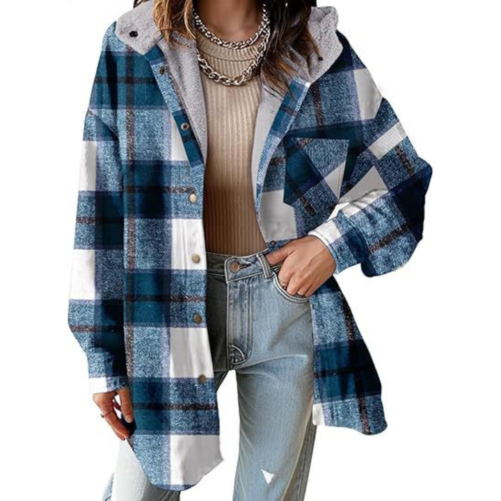 Tallulah - Relaxed Fit Hoodie in Plaid Pattern