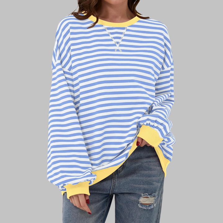 LUKA - Striped Long Sleeve Casual Sweatshirt with Round Neck