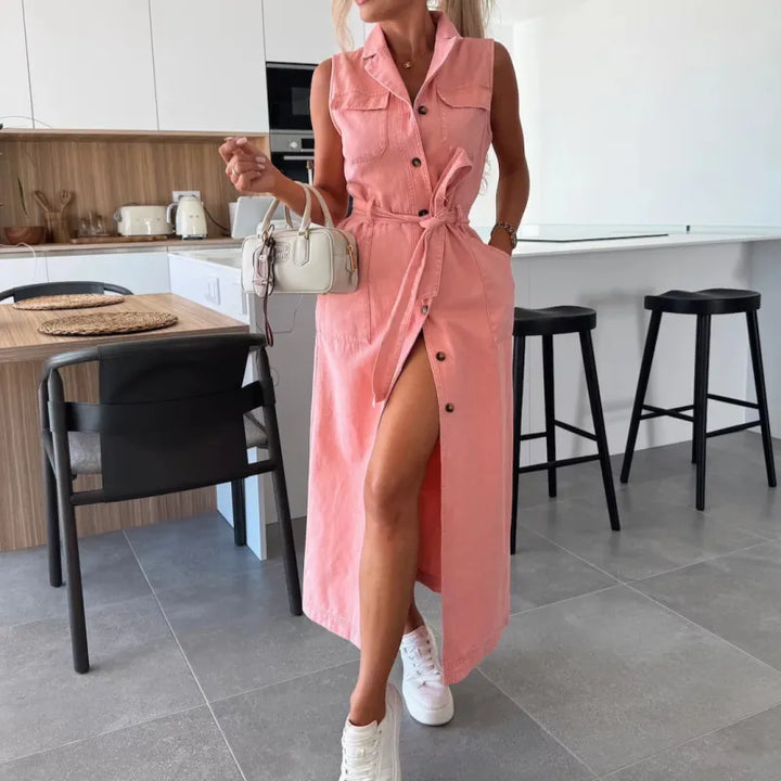 Olivia | Women’s Maxi Dress with Buttons and Belt