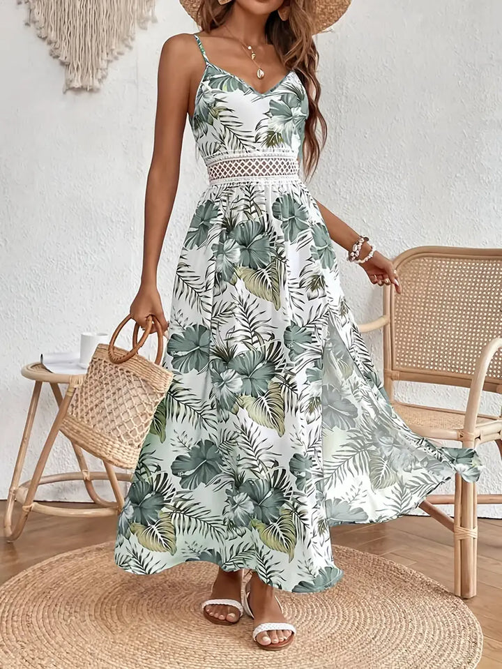 Effortlessly Luxuriously Floral Pattern Georgette Crepe Fabric Delicate Midi Dress