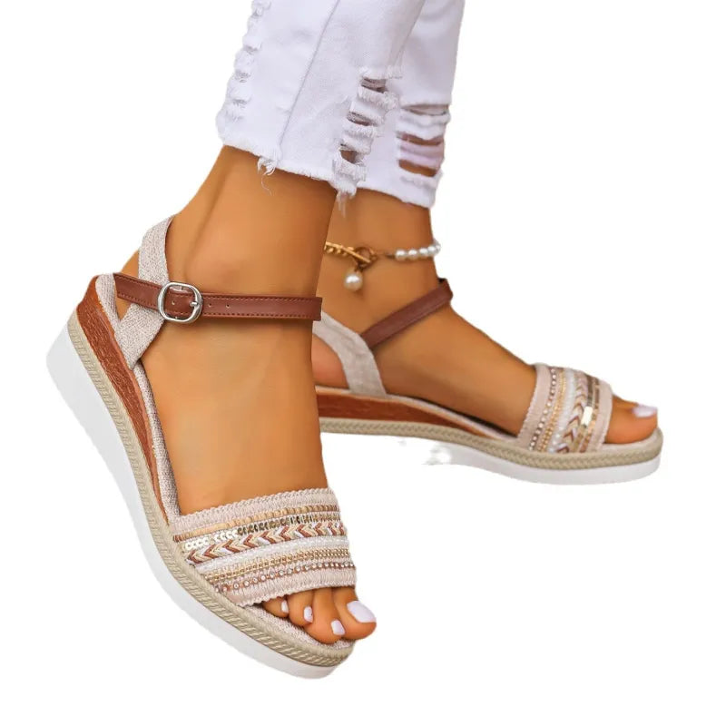 Isabella | Women’s Sandals with Wedge Sole and Buckle
