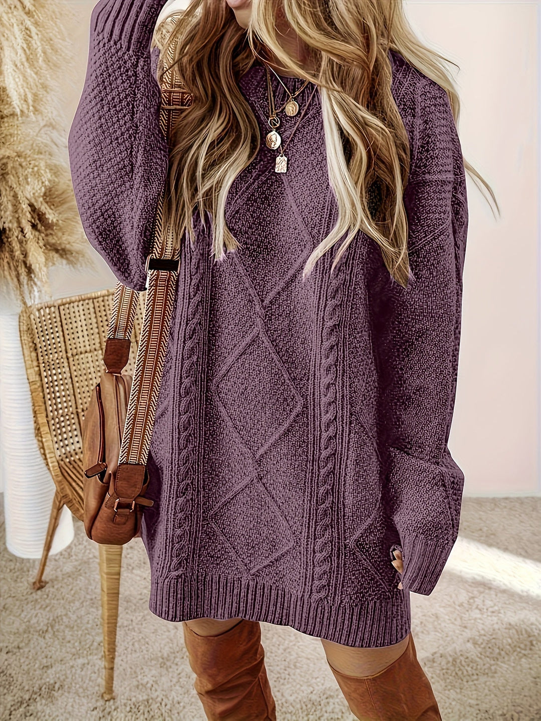 Tabitha | Cable Knit Sweater Dress