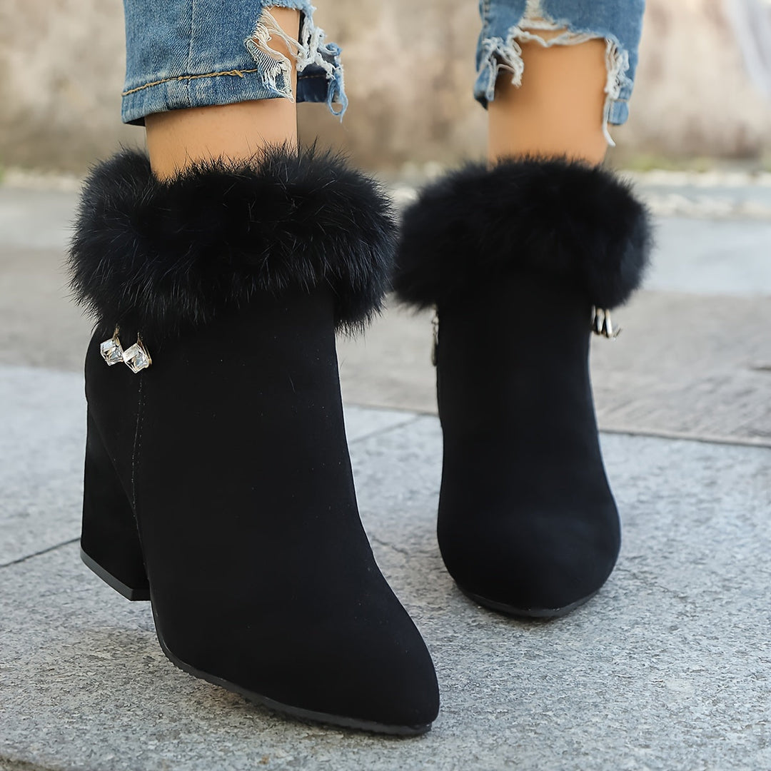 Frances | Warm Block Heel Ankle Boots