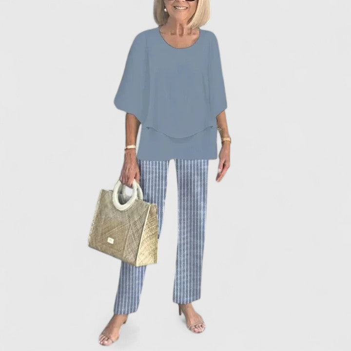 Demi | Floral Print Top with Wide-Leg Trousers Set