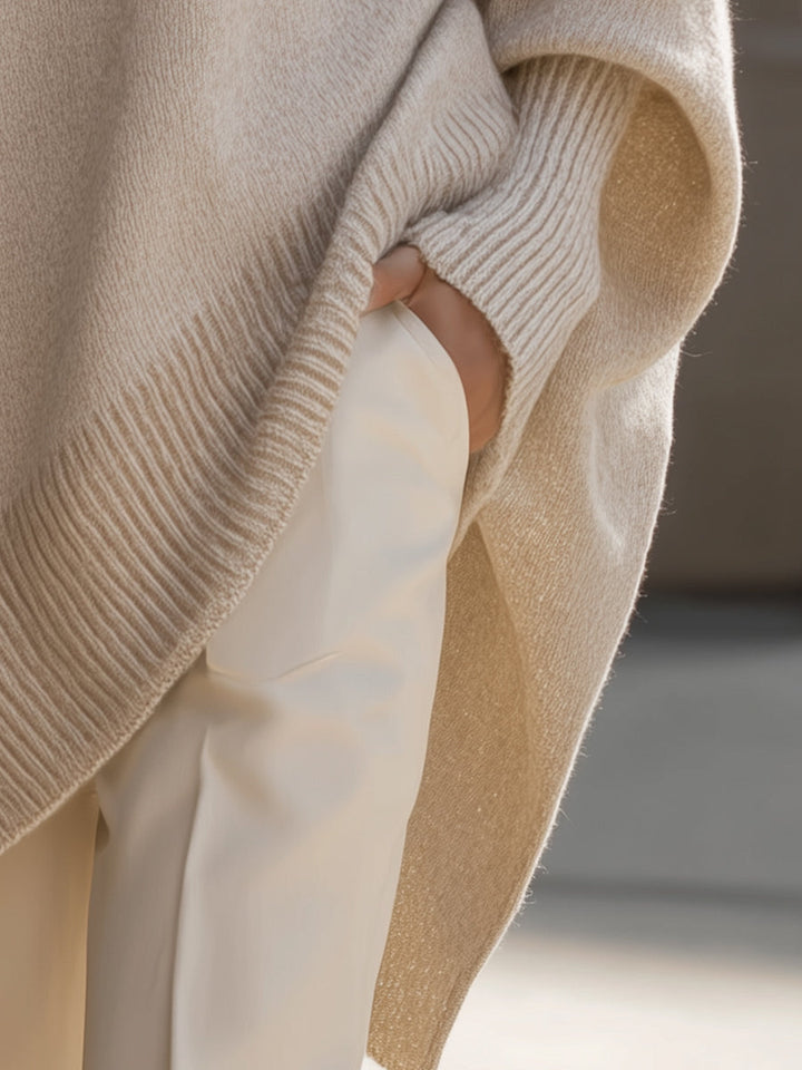 Ladies Oversized Knitted Poncho Sweater