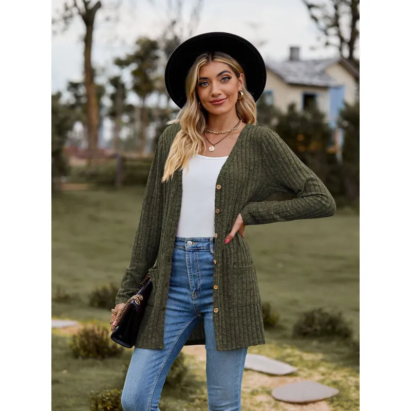 Ember | Women's Cardigan with Buttons and Ribbed Texture