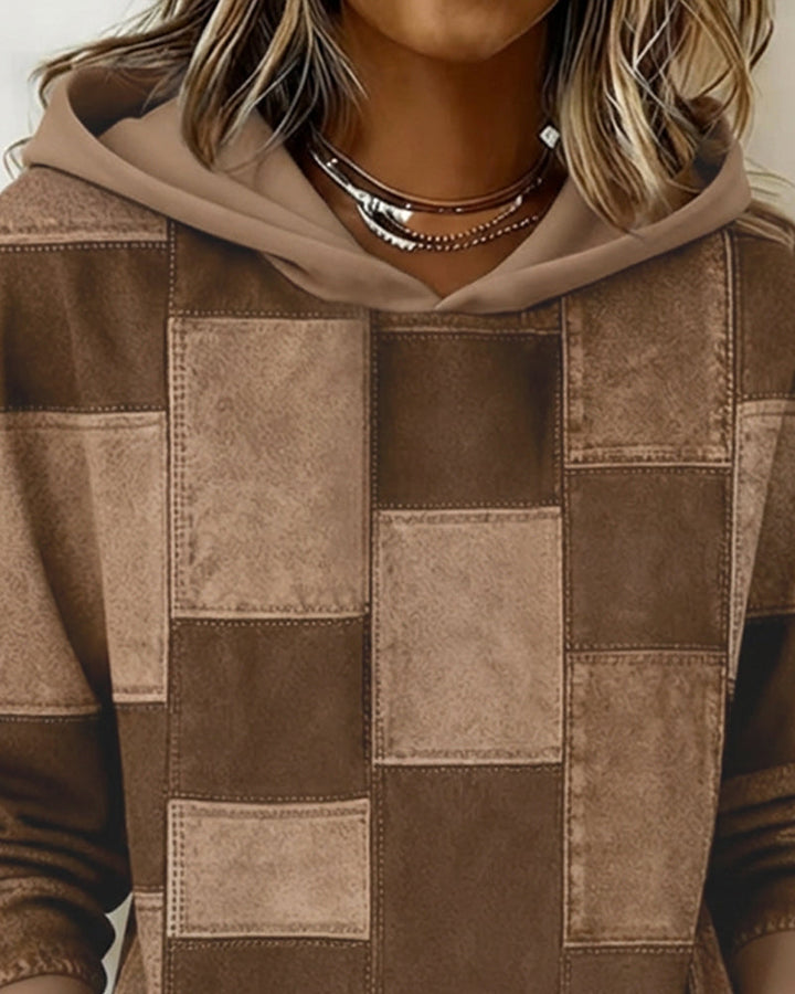 Stylish Long Sleeve Checkered Hoodie