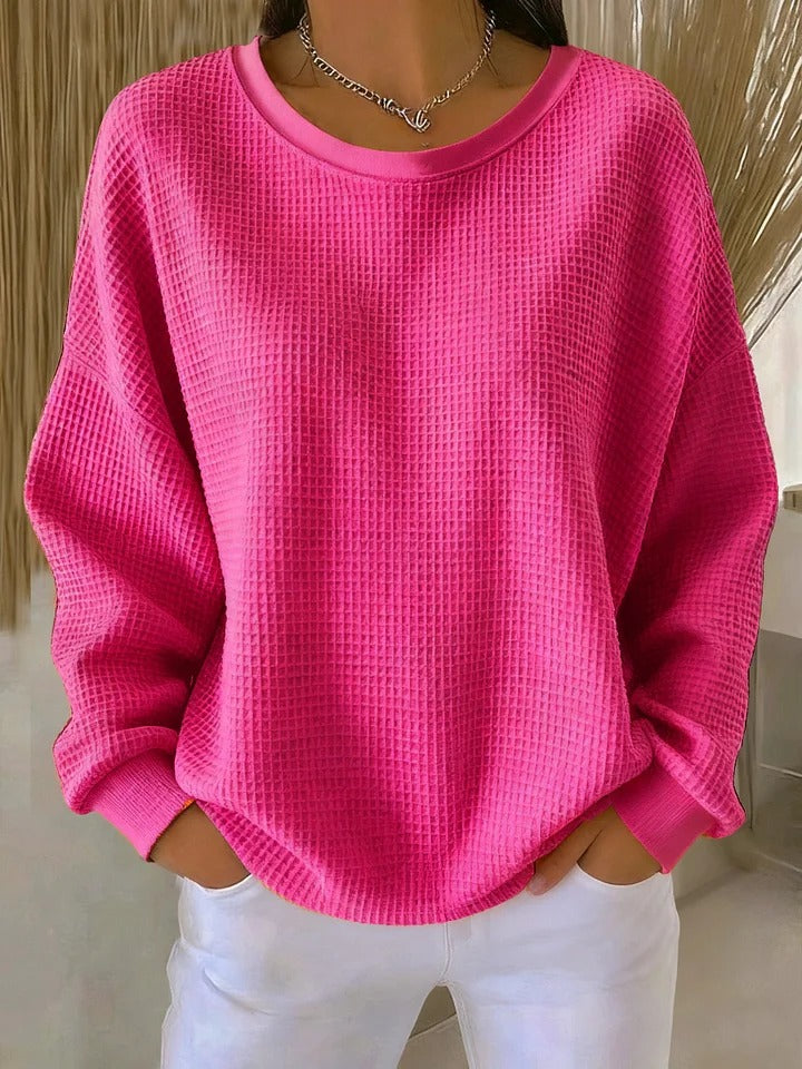 Sienna | Women's Textured Sweater with Crewneck and Cuff