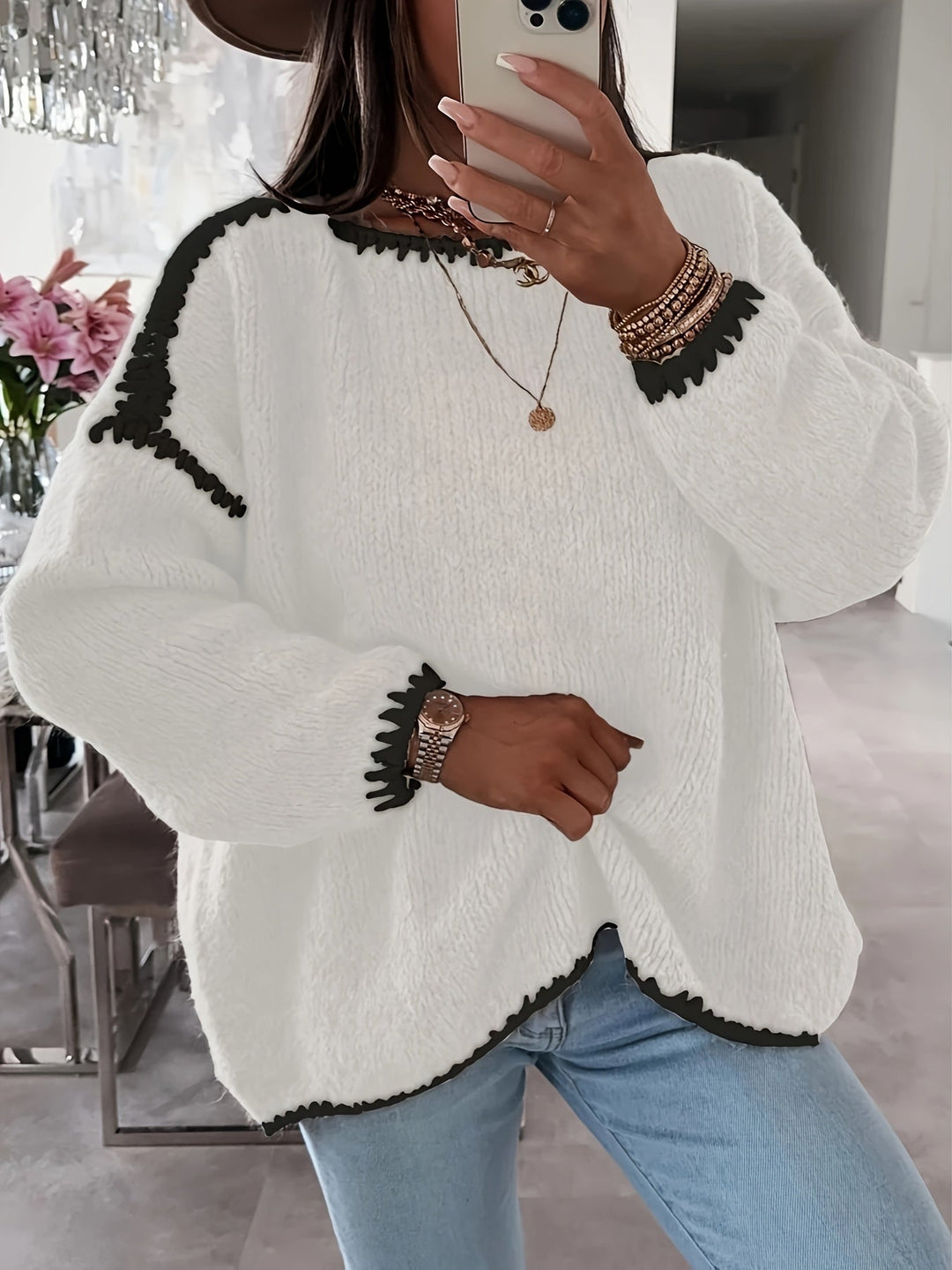 Willa | Women's Sweater with Crewneck and Ribbed Cuffs