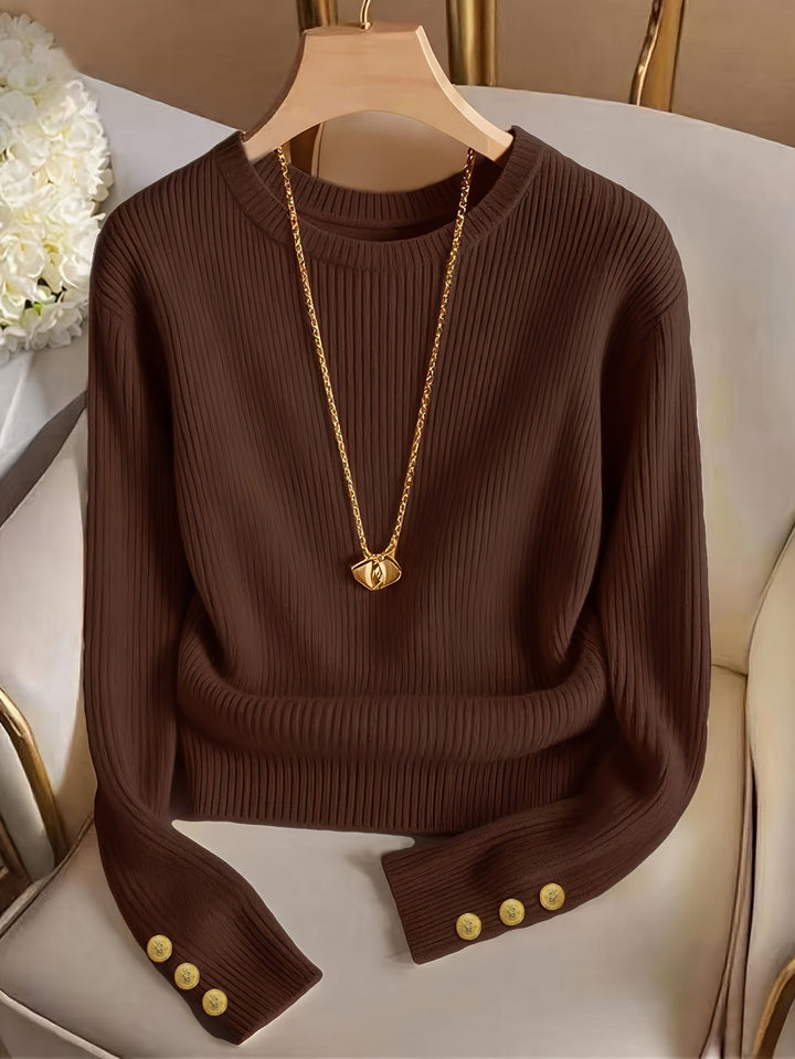 Gretchen | Ribbed Sweater with Buttons on the Sleeves