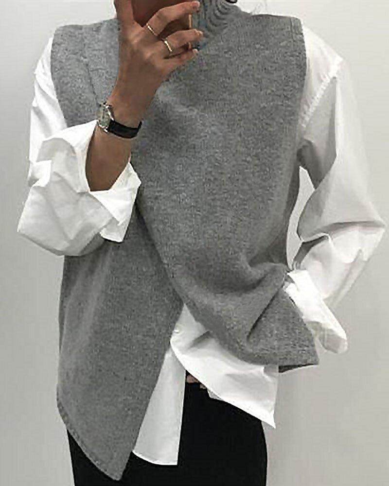 Krista - Loose knitted top with asymmetrical hem