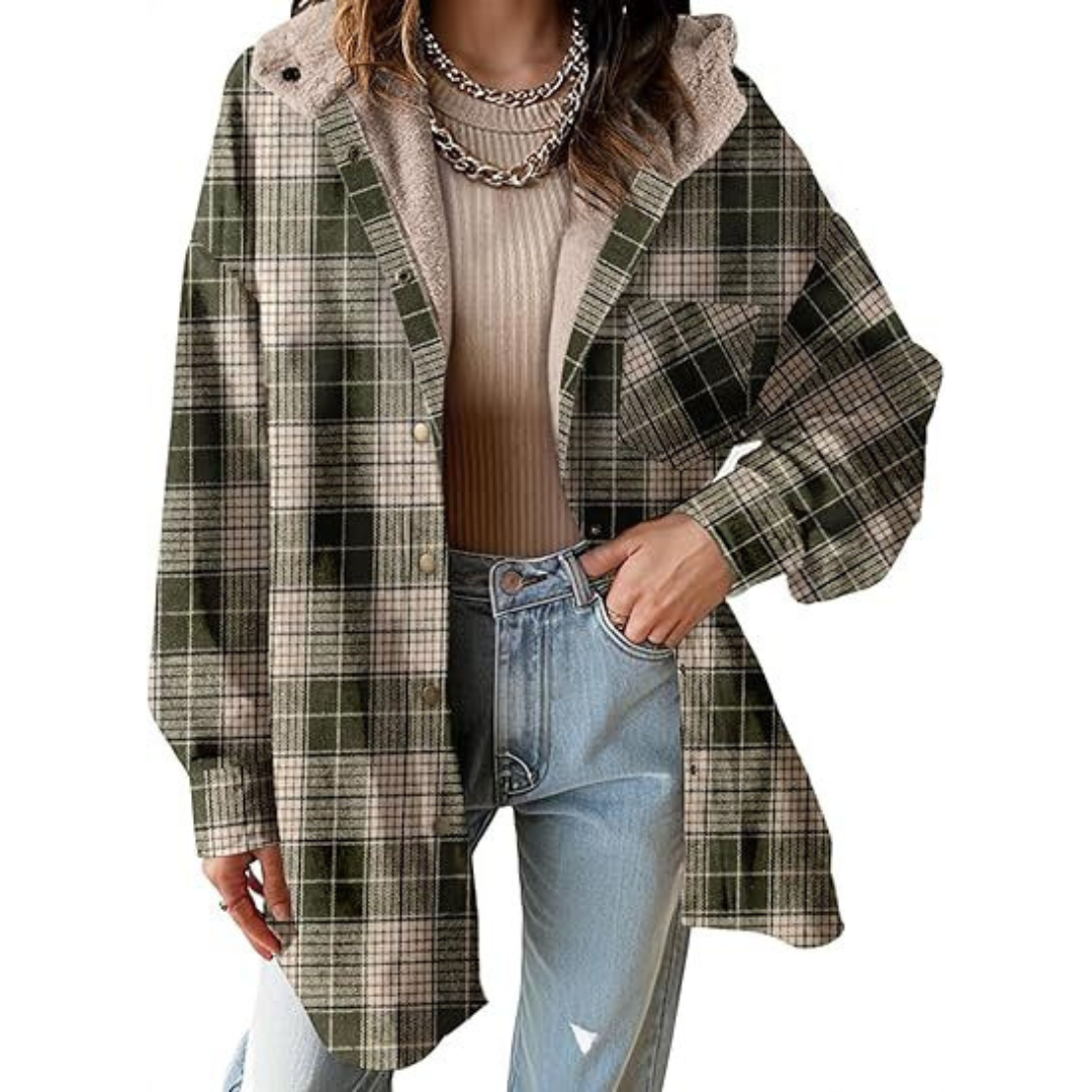 Tallulah - Relaxed Fit Hoodie in Plaid Pattern