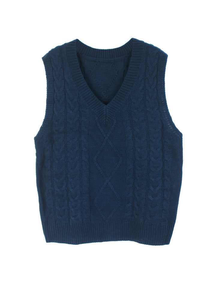 Cora | Cozy Cable Knit V-Neck Sweater Vest