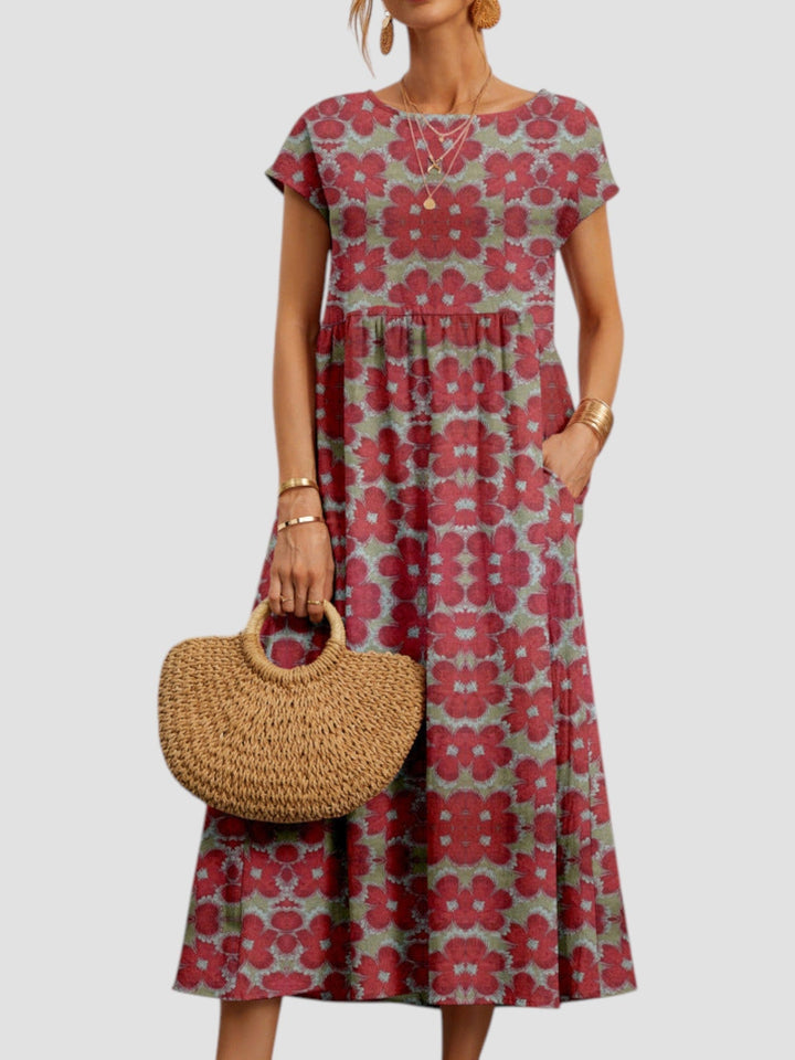 Women’s Vintage Print Chiffon Maxi Dress – Feminine Flow Garden Party Elegant Dress
