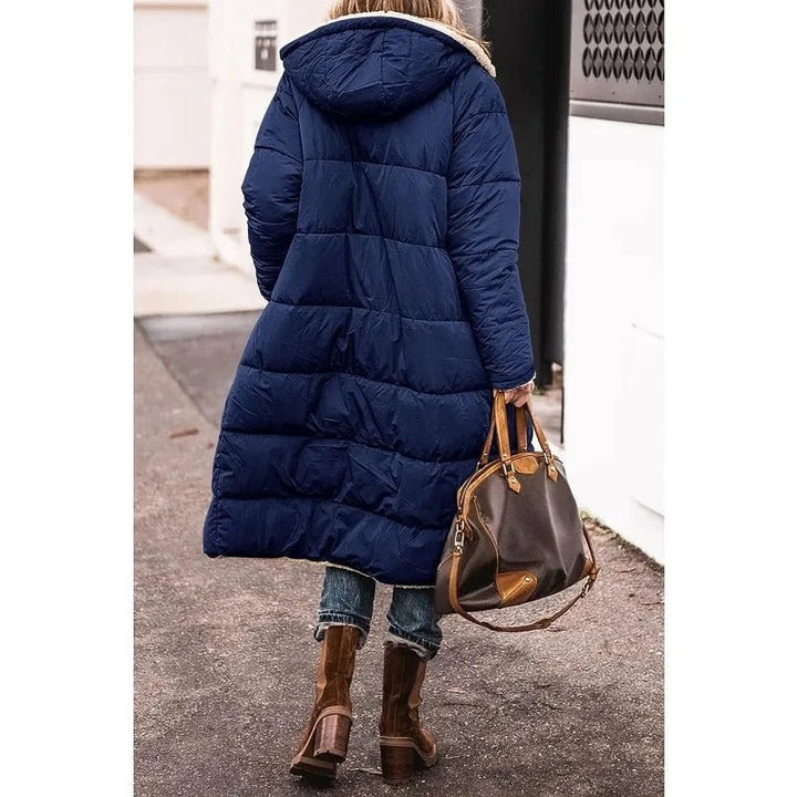 Stylish Long Down Jacket for Women with Sherpa Lining