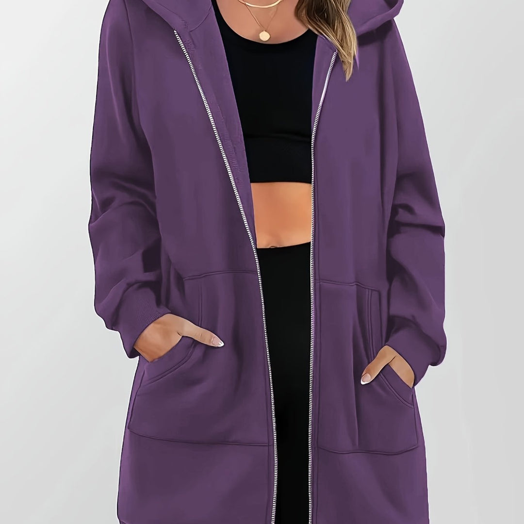 Heather | Long Hoodie Zip Jacket