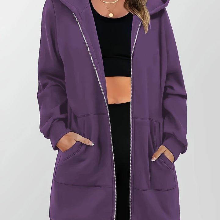 Heather | Long Hoodie Zip Jacket