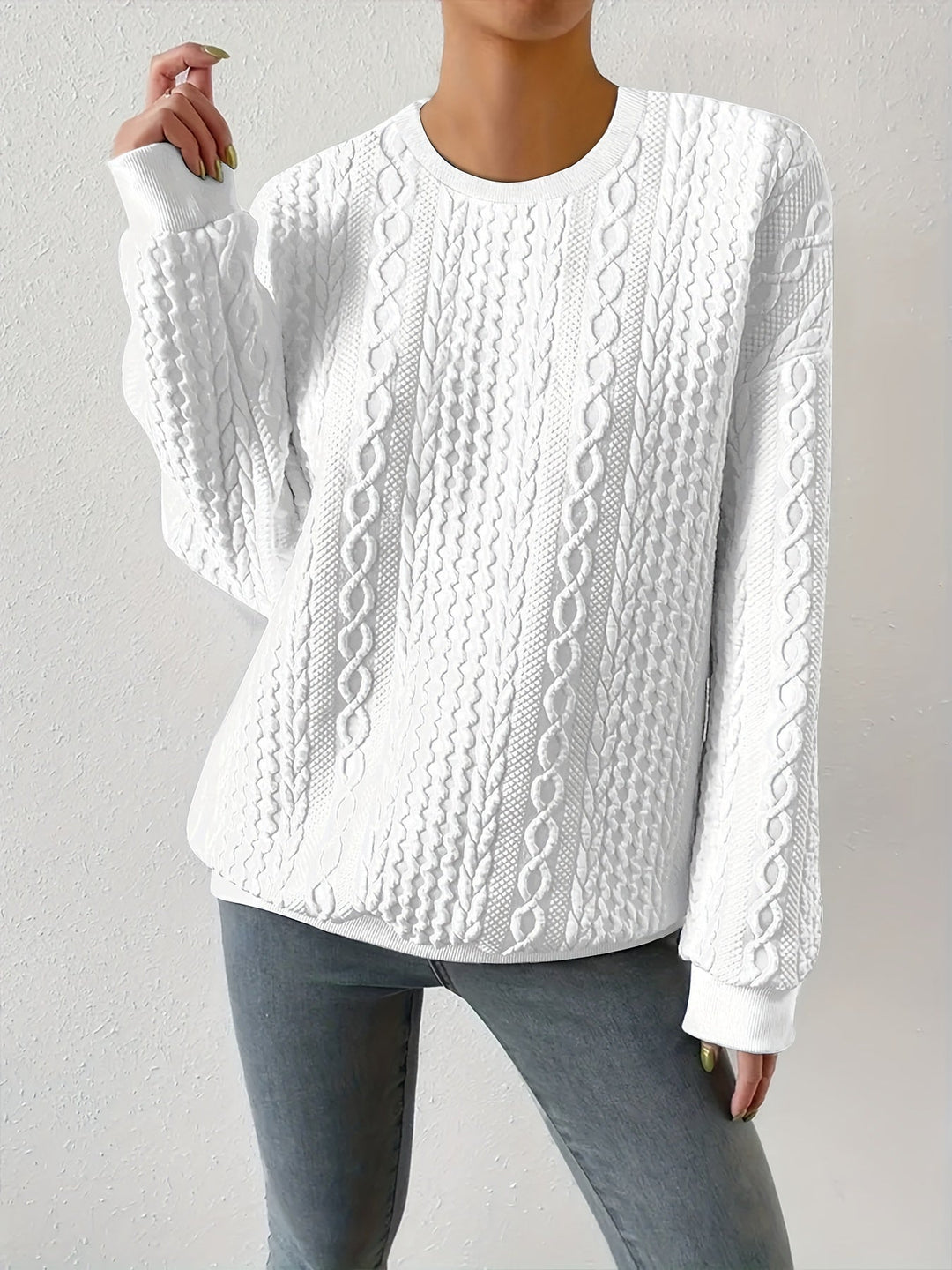 Joyce | Textured Cable Knit Sweatshirt