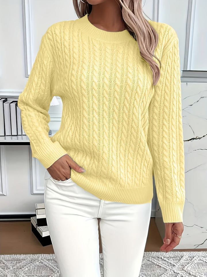 Ladies Cable Knit Sweater Relaxed Fit