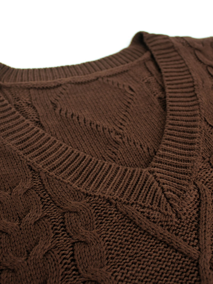 Cora | Cozy Cable Knit V-Neck Sweater Vest