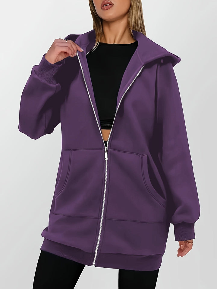 Heather | Long Hoodie Zip Jacket