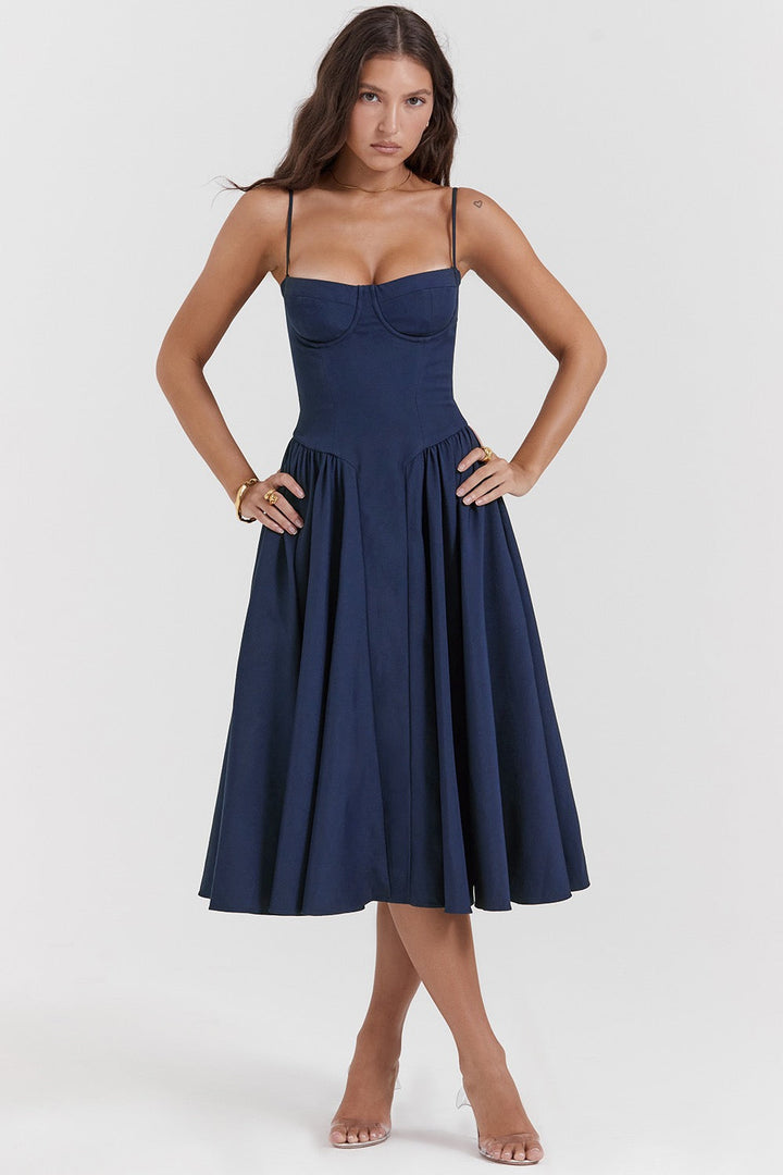 Vintage Inspired Elegant Long Tank Style Dress for Wedding Guests with Flattering Silhouette