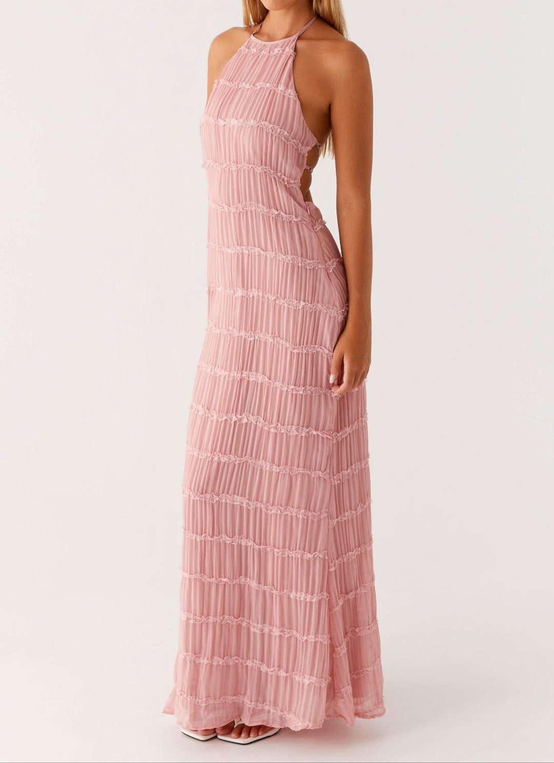 Luxurious Halter Premium Georgette Exquisitely Flowing For Upscale Occasions Maxi Dress