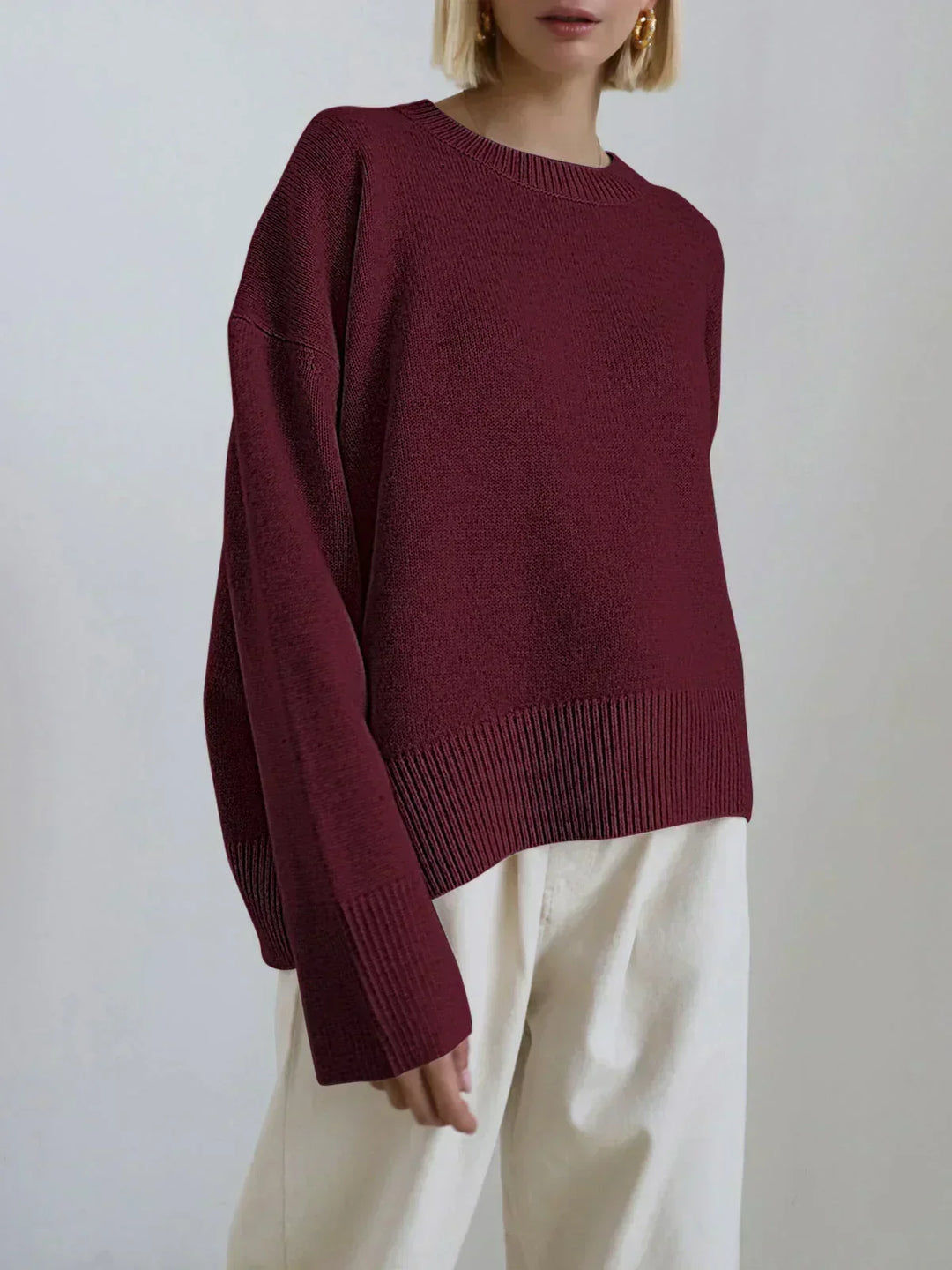 Ladies Oversized Crew Neck Sweater
