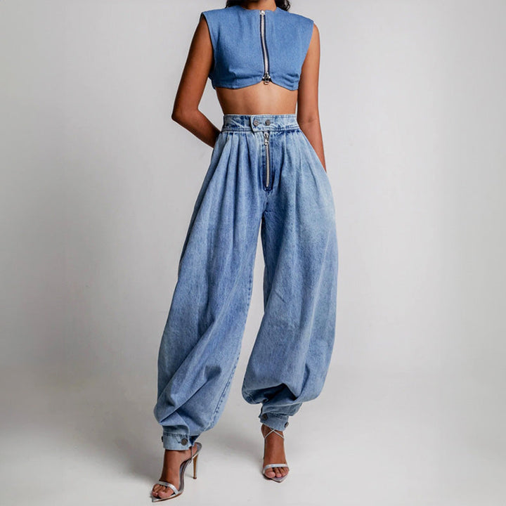 High Waist Denim Balloon Jeans