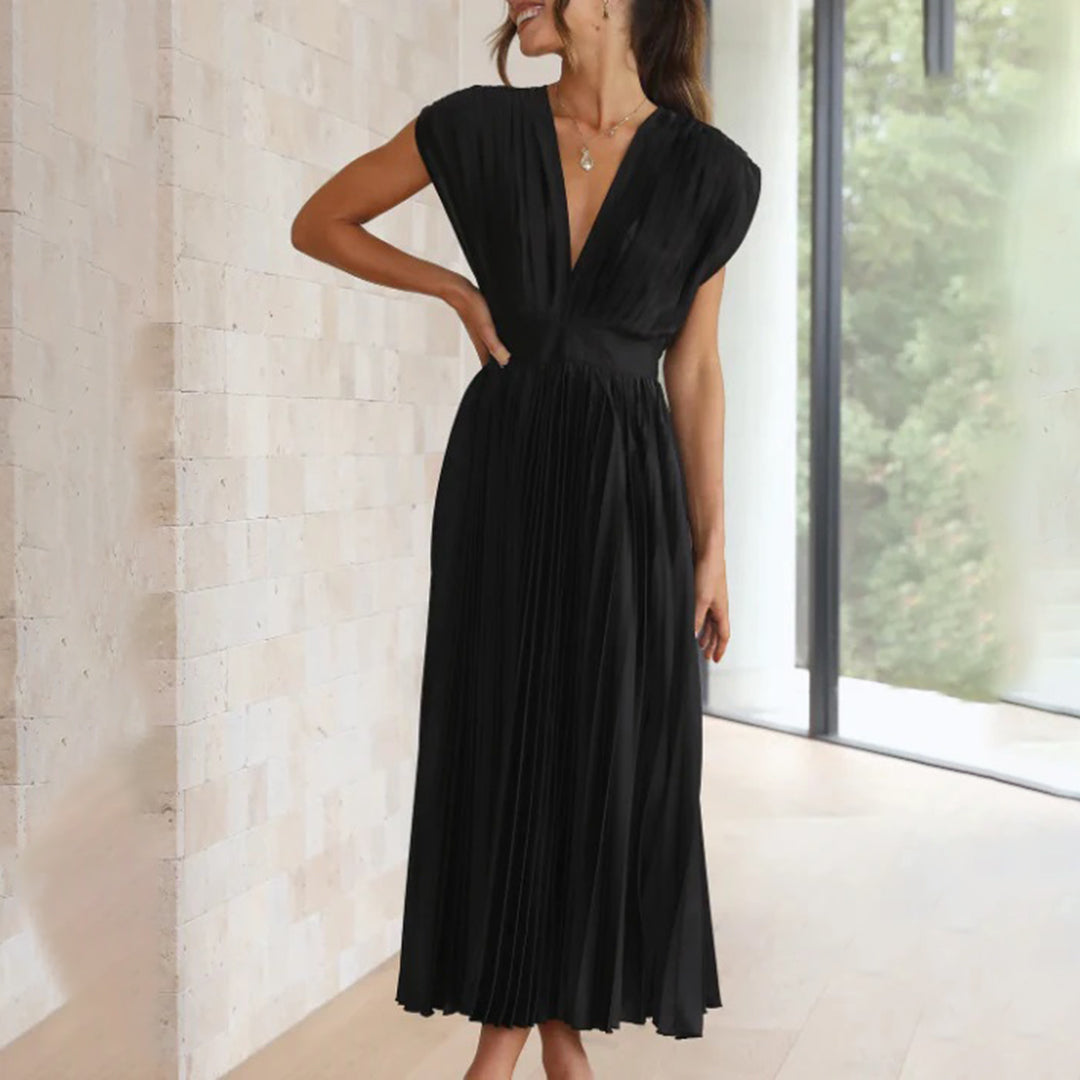 Exquisite Flowing Silhouette Satin Featuring Delicate Pleats Wedding Guest Dress