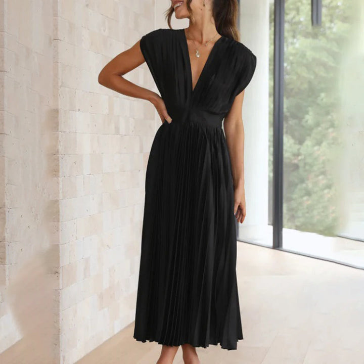 Exquisite Flowing Silhouette Satin Featuring Delicate Pleats Wedding Guest Dress