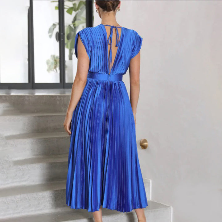 Exquisite Flowing Silhouette Satin Featuring Delicate Pleats Wedding Guest Dress