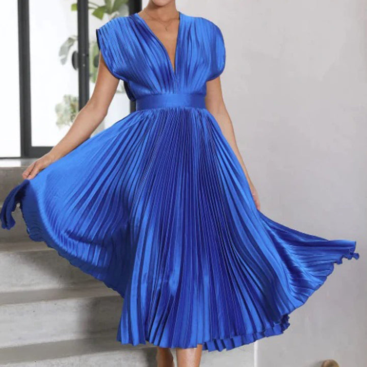 Exquisite Flowing Silhouette Satin Featuring Delicate Pleats Wedding Guest Dress