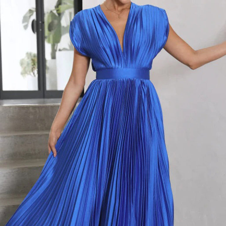 Exquisite Flowing Silhouette Satin Featuring Delicate Pleats Wedding Guest Dress