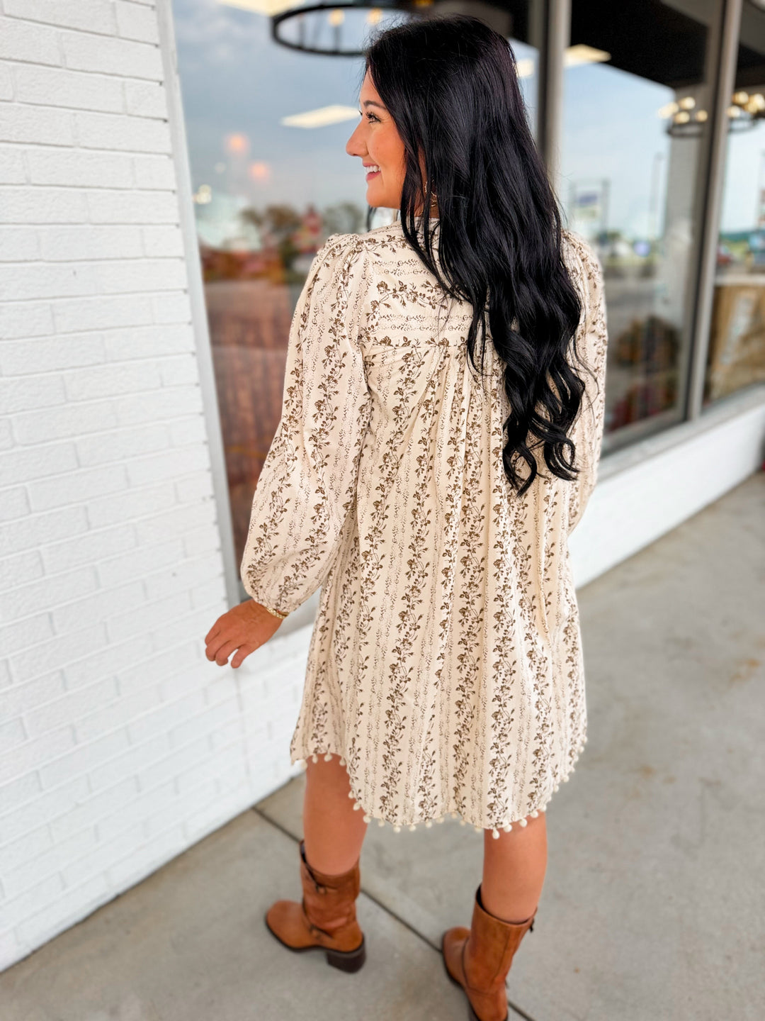 Juliette | Women's Floral Dress with V-Neck and Tassels