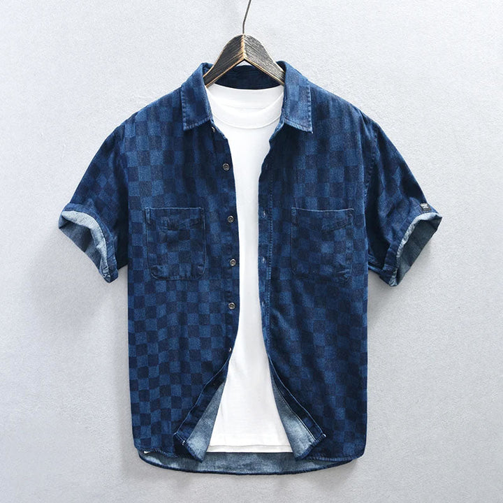 Blue Horizon Checkered Button-Up Shirt