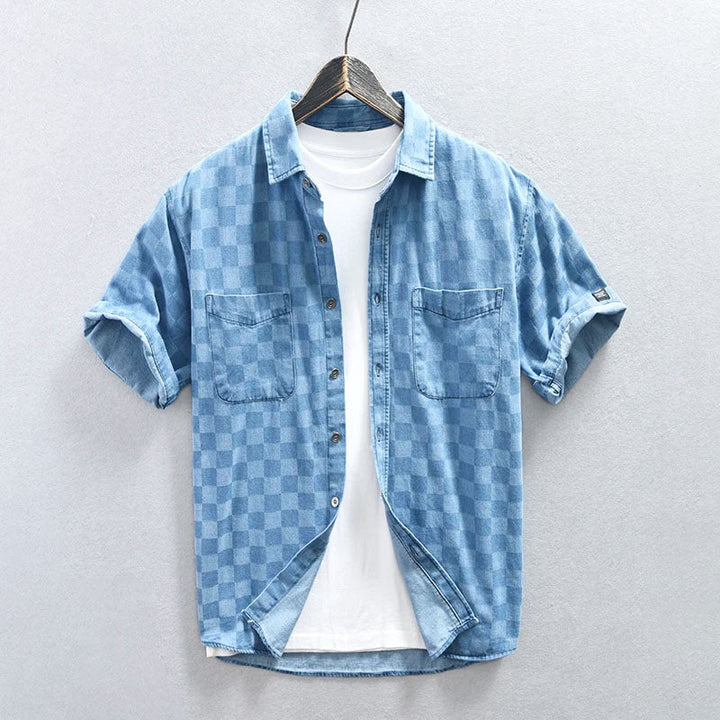 Blue Horizon Checkered Button-Up Shirt