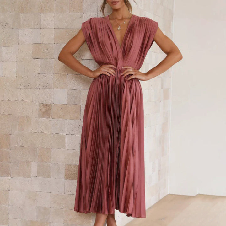 Exquisite Flowing Silhouette Satin Featuring Delicate Pleats Wedding Guest Dress